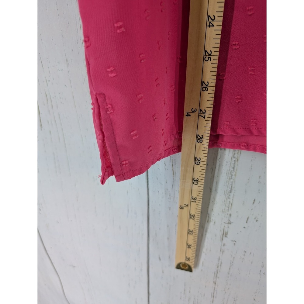 Emery Rose Size 3XL Womens Pink Textured V Neck Short Sleeve Casual Blouse‎ Top - Picture 5 of 8